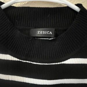 Zesica Black and White Women's Crew Neck Sweater